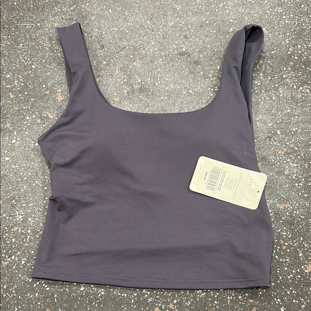 Fabletics Gray Purple Crop Tank Top Bra